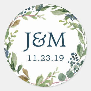 Monogram Envelope Seals Greenery Navy