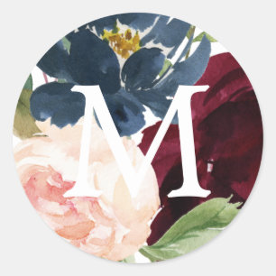 Monogram Envelope Seals Rustic Burgundy