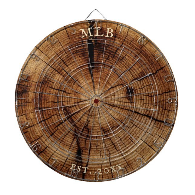 Monogram Established Year Woodslice Treerings Dartboard (Front)