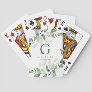 Monogram Eucalyptus Botanical Playing Cards