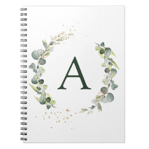 Monogram Eucalyptus Green White Botanical Notebook