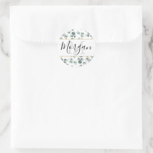 Monogram Eucalyptus Greenery Favour Stickers