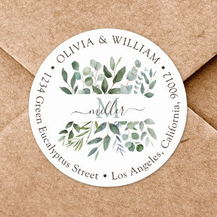 Monogram Eucalyptus Greenery Return Address Label