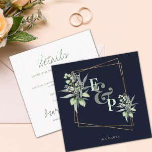 Monogram Eucalyptus Leaves Cute Greenery Wedding Enclosure Card