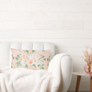 Monogram Eucalyptus Rustic Floral Sage Green Lumbar Cushion