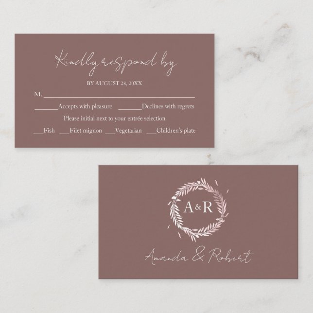 Monogram Eucalyptus Wedding RSVP Enclosure Card (Front/Back)