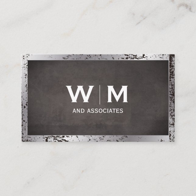 Monogram | Executive | Grunge Distressed Business Card (Front)