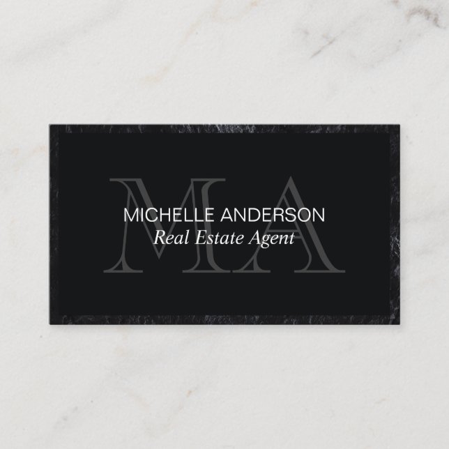 Monogram | Executive | Real Estate Agent Business Card (Front)
