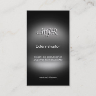 Monogram, Exterminator Pest Control, metal-look Business Card