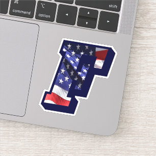 Monogram F American Flag Letter F Initial USA
