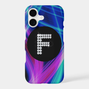 Monogram F Diamond Neon Colourful Background Bling