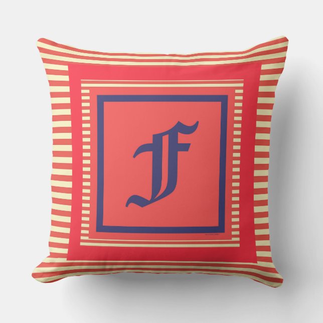 Monogram F Family Crest Initial  Cushion (Front)