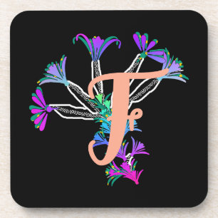 Monogram F Initial Beverage Coaster