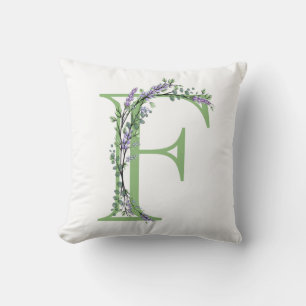 Monogram F Lavender Eucalyptus Cushion