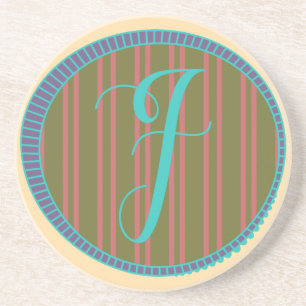 Monogram F Sandstone Coaster