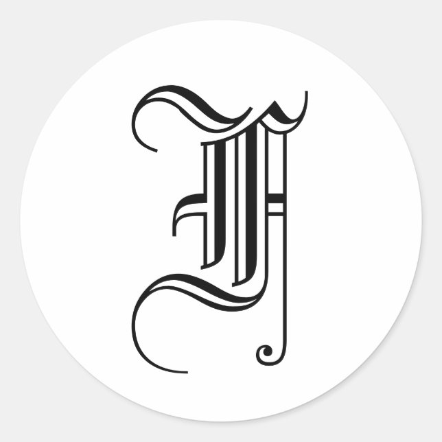 Monogram F Sticker Old English Style (Front)
