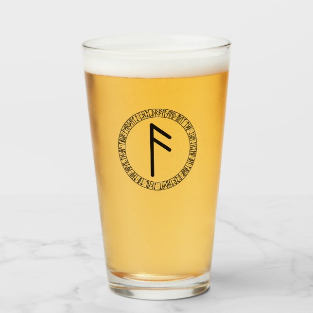 Monogram F - Viking Style - Pint Glass (Front Filled)