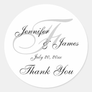 Monogram F Wedding Thank You Label Sticker