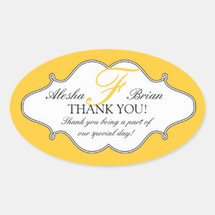 Monogram F Wedding Thank You Stickers Oval