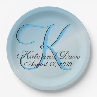 Monogram Fab Aquamarine Cool Paper Plate