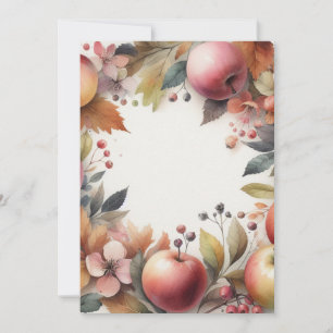 Monogram Fall apples in pastel colours watercolor Invitation