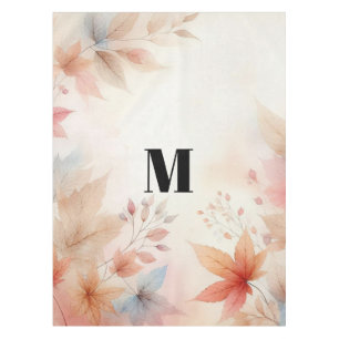 Monogram Fall leaves watercolor pastel colour Tablecloth
