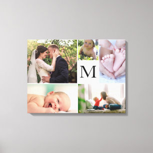 Monogram family colour Photo collage gallery Canvas Print