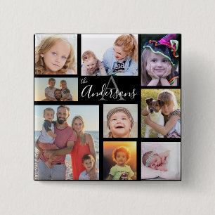 Monogram Family Eight Photo Customised 15 Cm Square Badge