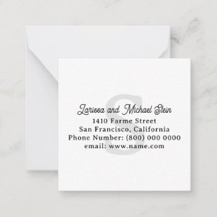 Monogram Family Name Address Card