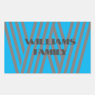Monogram family name blue grey modern Sticker