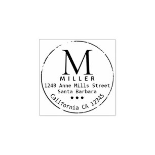 monogram family name circle return address rubber stamp