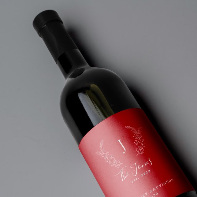 Monogram family name classy elegant template wine label (Creator Uploaded)