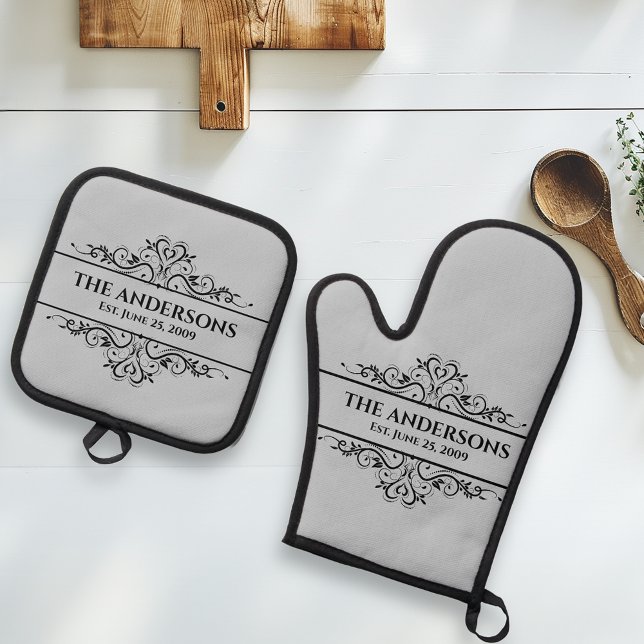 Monogram Family Name  Oven Mitt & Pot Holder Set (Creator Uploaded)