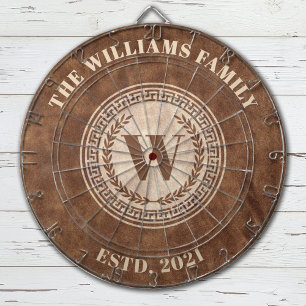 Monogram Family Name Vintage Crest Dartboard