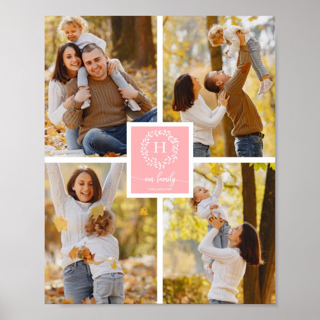Monogram Family Photo Collage Home Decor (Front)