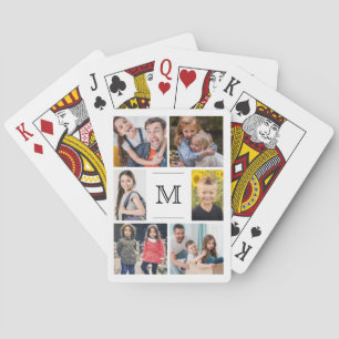 Monogram Family Photo Collage Playing Cards