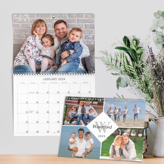Monogram Family Photos Modern 2024 Calendar (Creator Uploaded)