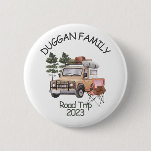 Monogram Family Road Trip Personalised Text 6 Cm Round Badge