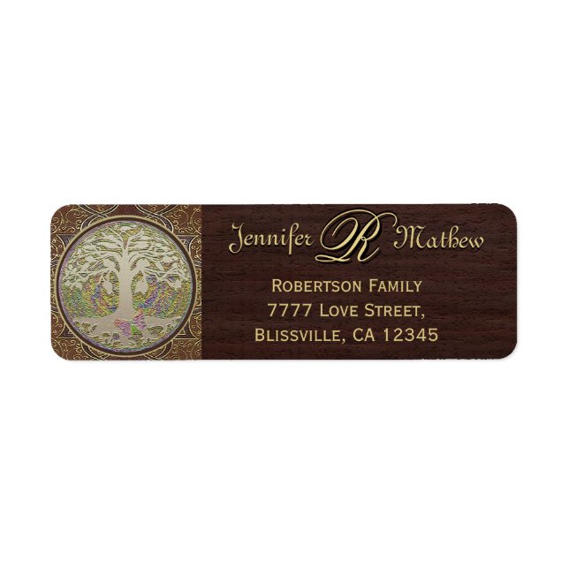 Monogram Family Tree Return Address Label (Front)