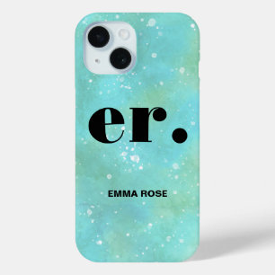 Monogram fantasy watercolor Stylish Modern Minimal iPhone 15 Case