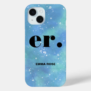 Monogram fantasy watercolor Stylish Modern Minimal iPhone 15 Case
