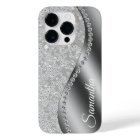 Monogram Faux Diamond Silver Bling