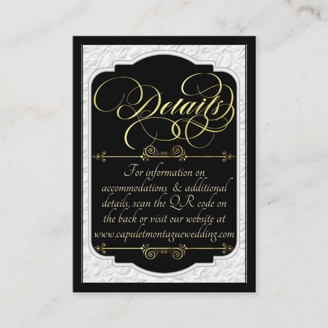 Monogram & Faux Embossed - Black/Gold Enclosure Card (Front)