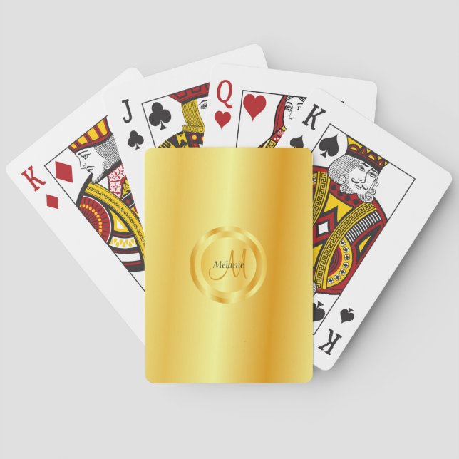 Monogram Faux Gold Elegant Modern Template Playing Cards (Back)