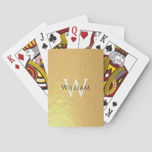 Monogram Faux Gold Foil Custom Name Initial Modern Playing Cards