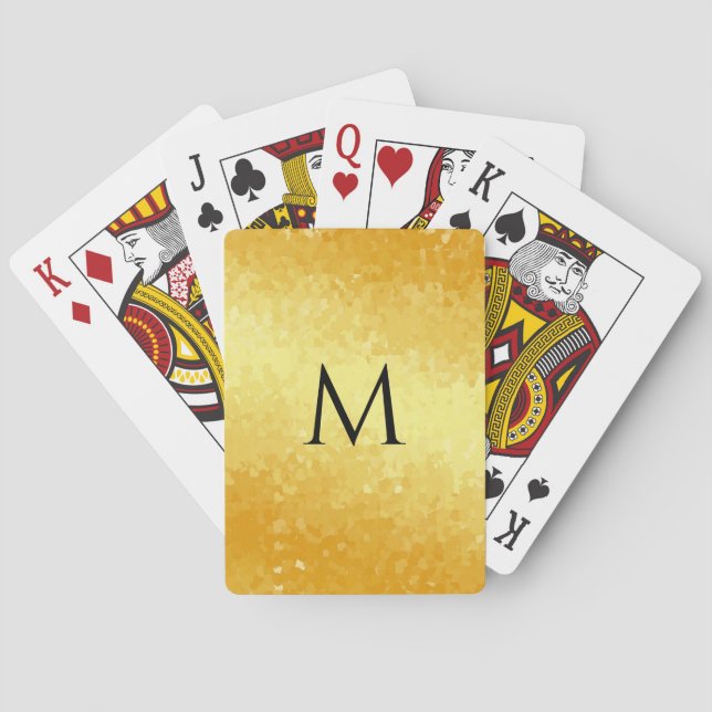 Monogram Faux Gold Metallic Look Template Playing Cards (Back)