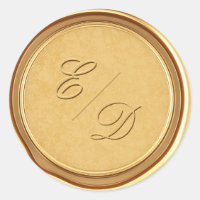 Monogram Faux Gold Wax Envelope Seal Sticker