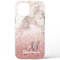 Monogram Faux Rose Gold Glitter White Marble Ombre
