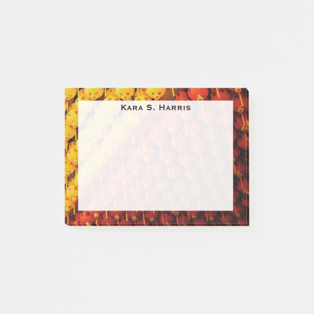 Monogram Feng Shui Yellow Red Lanterns Post-it Notes (Front)