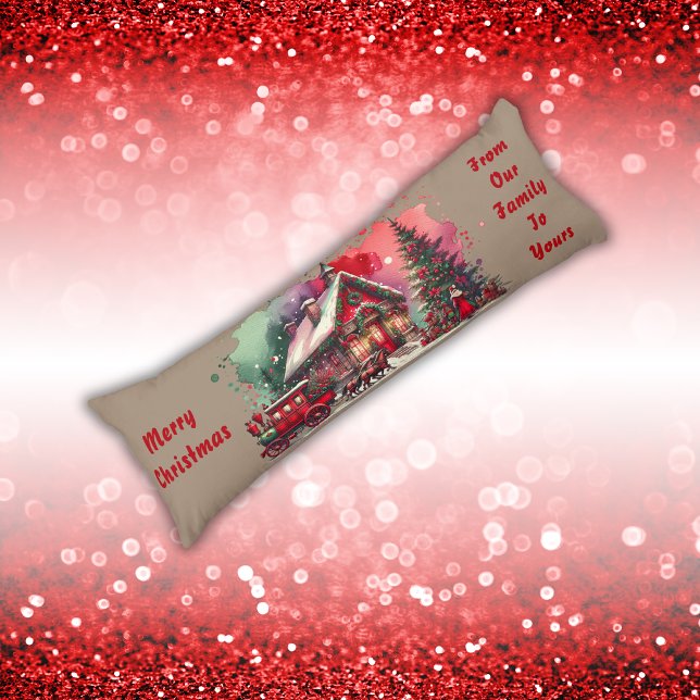 Monogram Festive Vintage Christmas on brown | Body Cushion (Creator Uploaded)